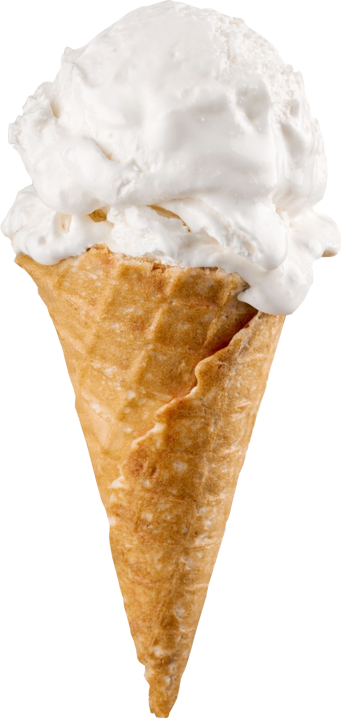 Scoop of vanilla ice cream in waffle cone