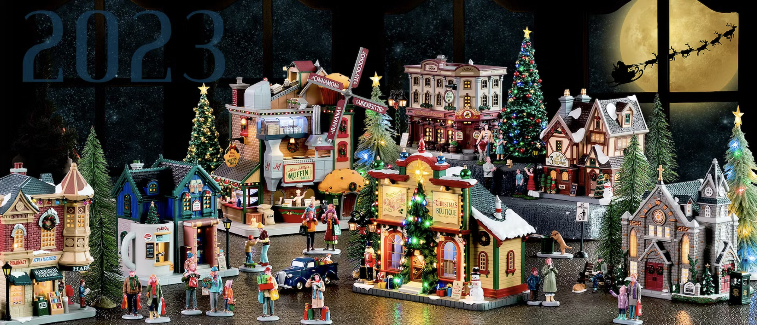 Cobblestone Corners Christmas Village NEW - 11 pcs Complete Set - Santa,  Snowman