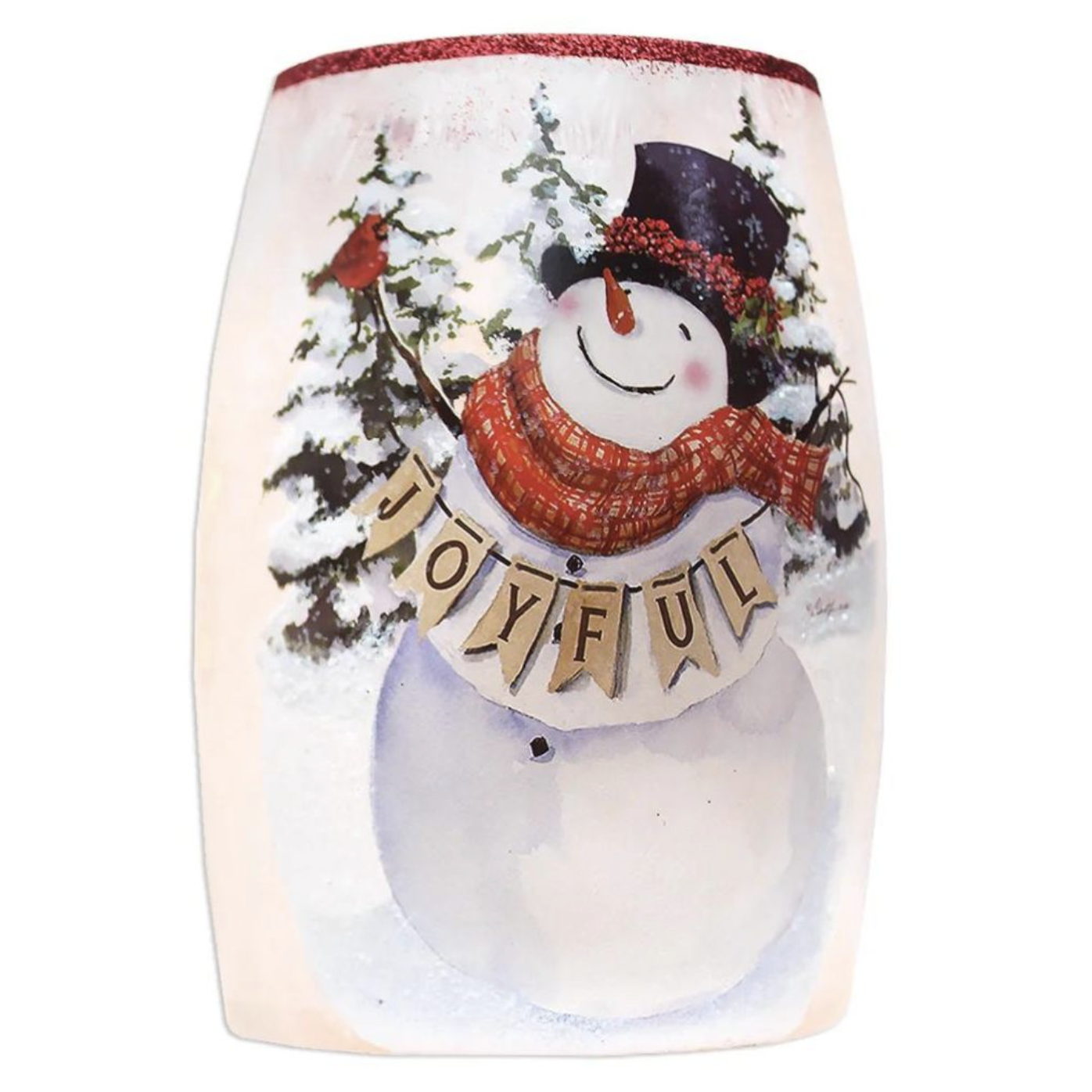 Stony Creek Delightful Snowman Small Jar - One Electric Jar 4.0 Inches -  Electric Christmas Winter - Dgs2280 Cardinal - Glass - Multicolored