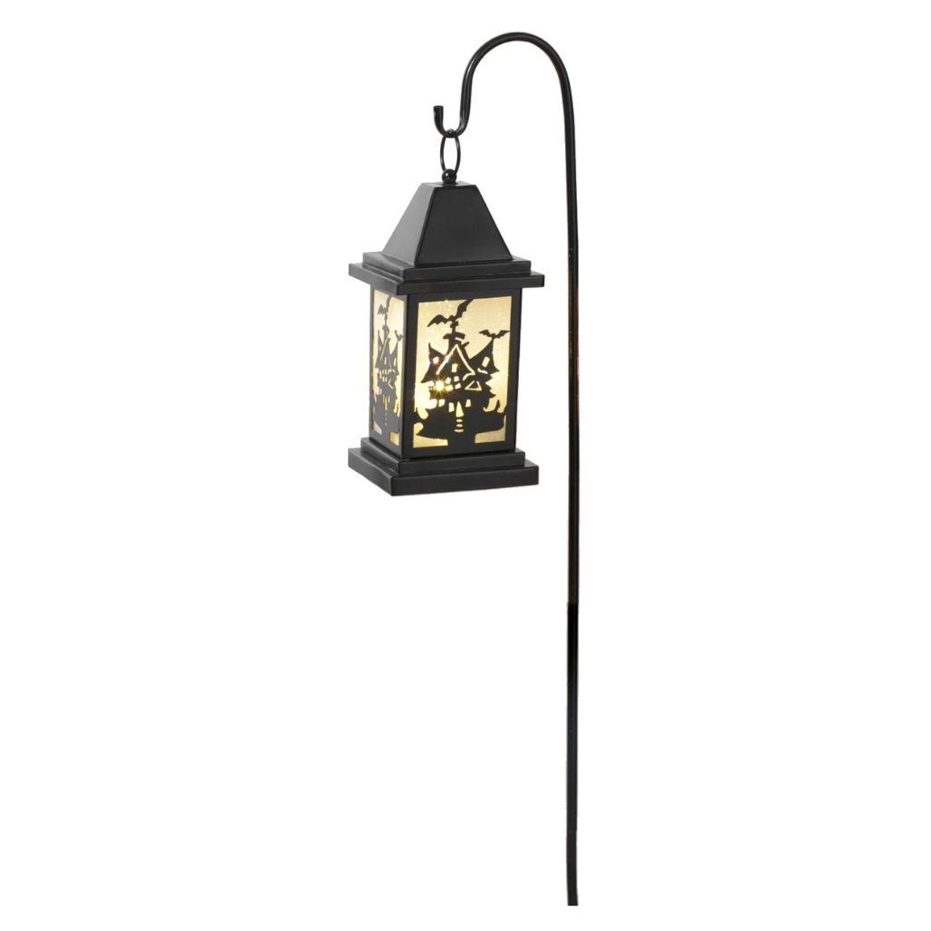 Purple Solar Powered Lantern With Witch Yard Theme