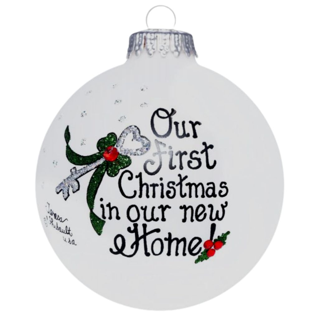 Good Neighbor Christmas Ornament Glass w/ Box House Friend Teresa