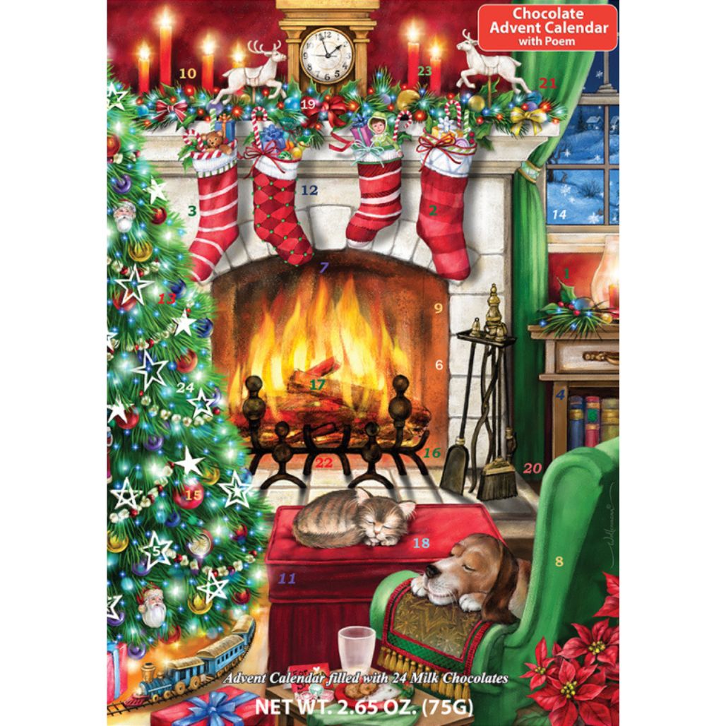 Santa's Here Chocolate Advent Calendar 2.65 oz (75 g) : : Home