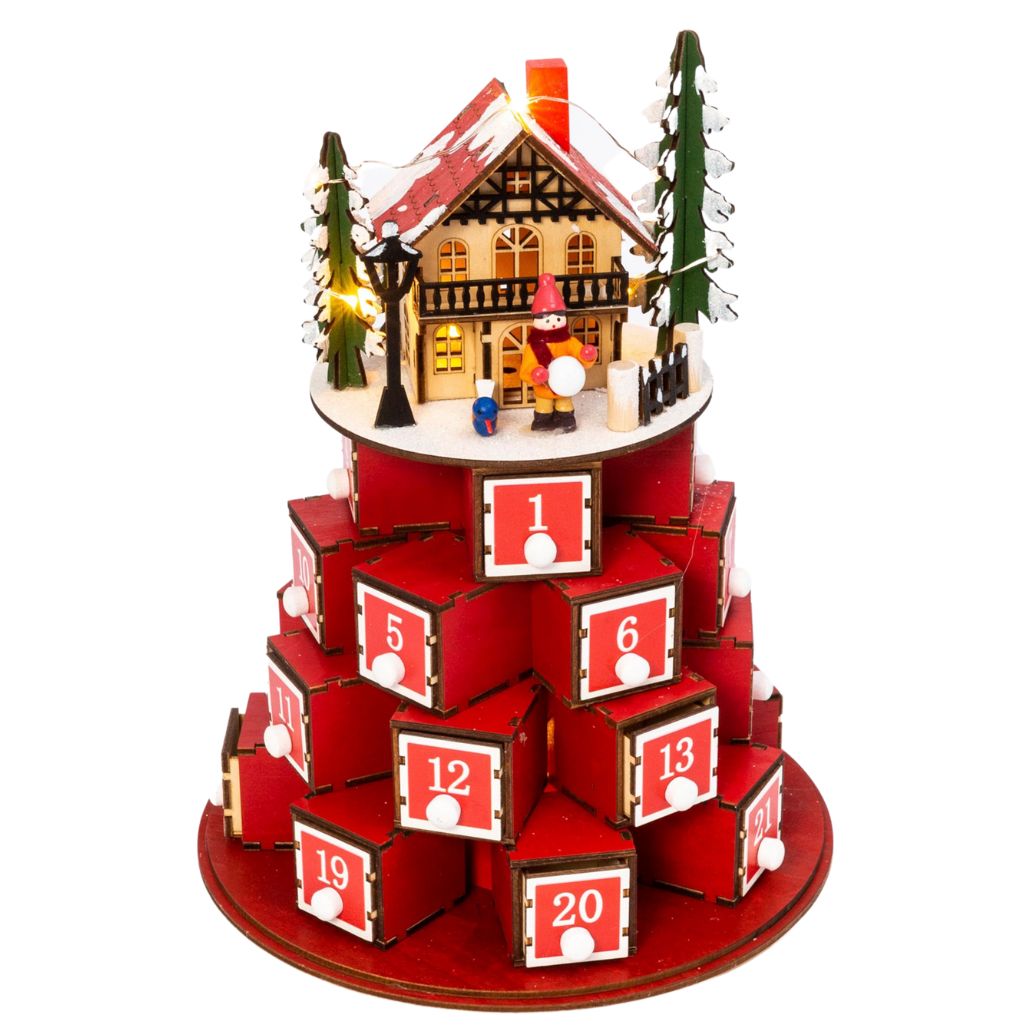 LED Winter Village Wood Advent Calendar - The Christmas Loft