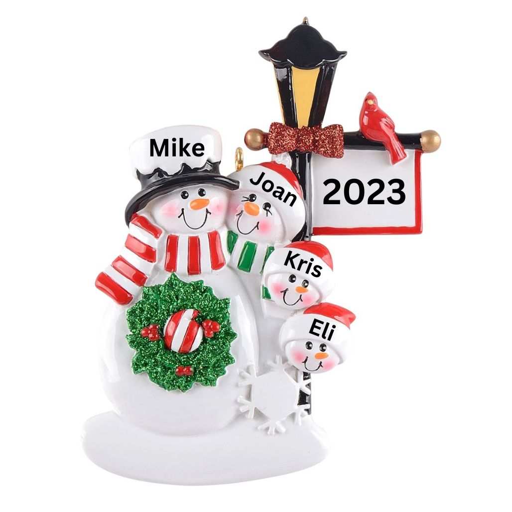 Ice Cube Snowman Christmas Ornament with Personalized Name (Carol)