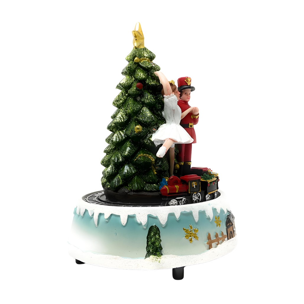 Enchanted Nutcracker Ballet LED Music Box with Rotating Train