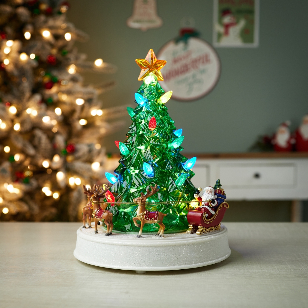 Christmas Concepts® Decorazione Natalizia LED 50cm – Babbo Natale E Albero Floccato Con Luci Multicolore, A Batteria - 2