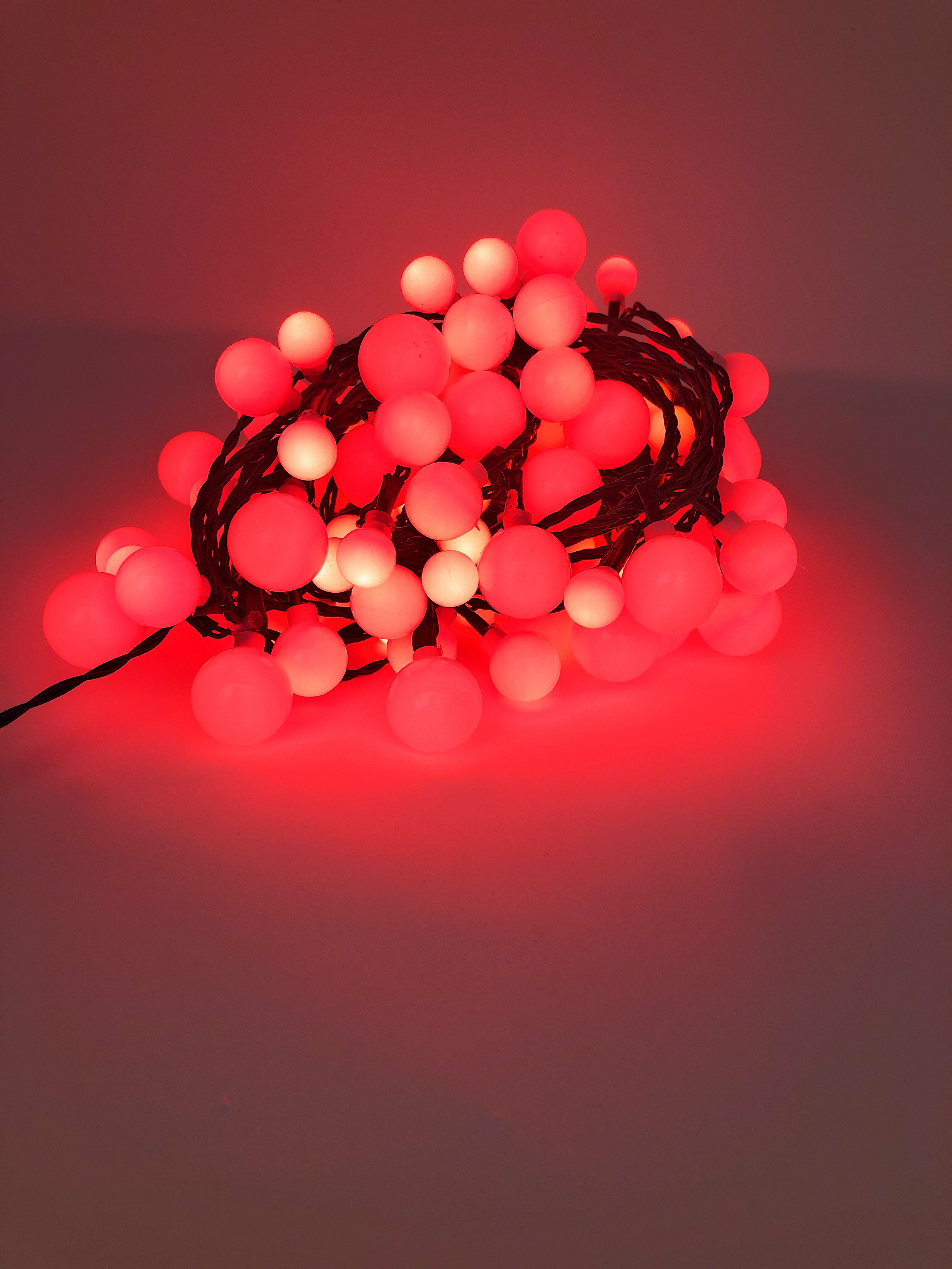 LED Warm White 29.5 ft. 3 Sizes Cherry Light Set With Black Wire