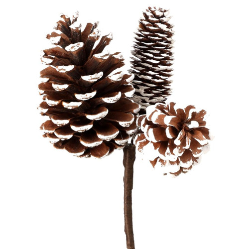 Afloral 12 Pieces - White Tipped Pine Cone Pick - 11 Tall