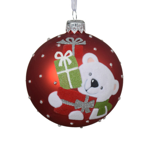 Ornement De Noël - Ours Polaire Gentleman - Nouveau ! - Résine - Couleur Gris Blanc Bleu - Neuf