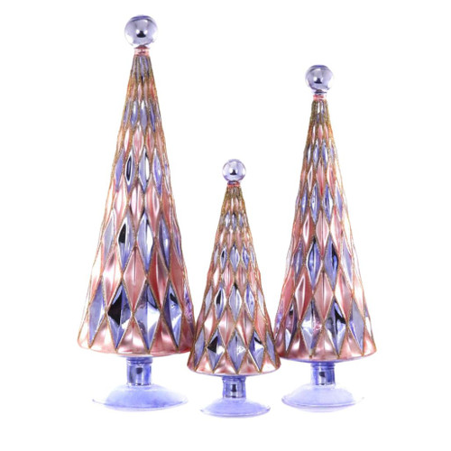 Cody Foster Mid Century Diamond Trees Periwinkle - Set of 3