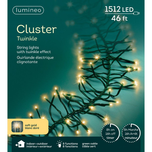 Lumineo 1512 LED Multi-Colored Cluster Lights Green Wire | The