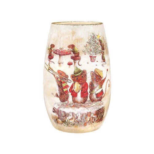 Stony Creek Frosted Merry Mice Band Glass Lamp