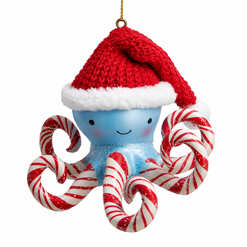 Kurt Adler Candy Cane Octopus Ornament