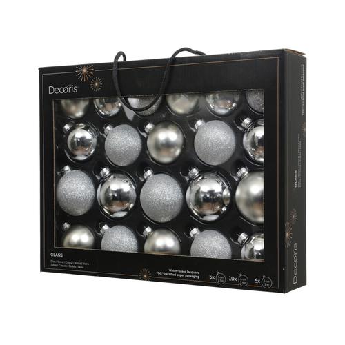 Set of 20 Blue Glass Ball Ornaments