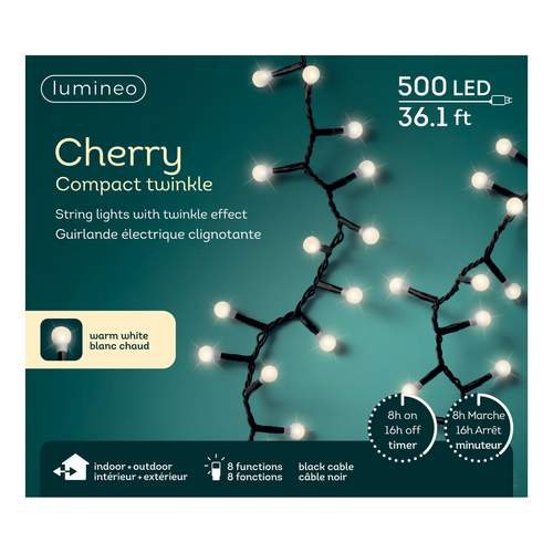 Lumineo 120 LED Multi Color Cherry Lights Black Wire - The