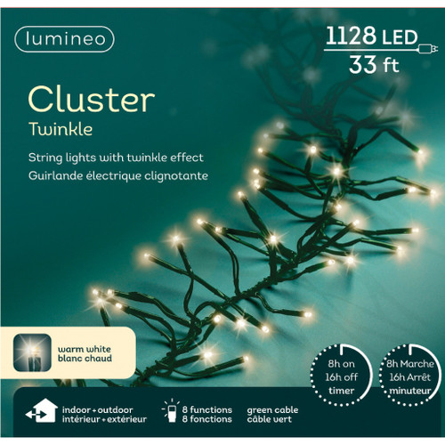 Lumineo 1512 LED Cool White Cluster Lights Green Wire | The