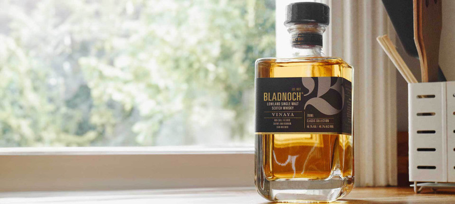 A bottle of Bladnoch Vinaya Lowland Single Malt Scotch Whisky