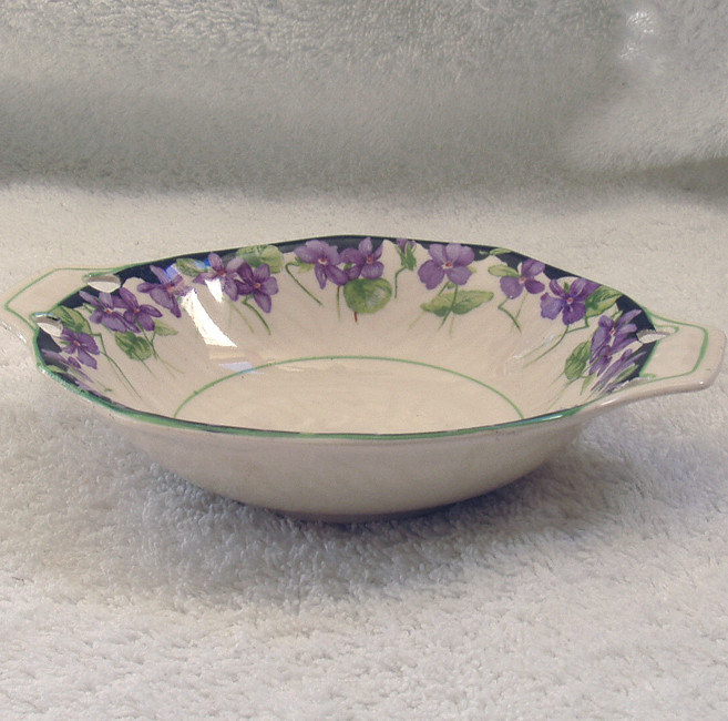 ROYAL DOULTON Violets Perforated Dish with tab handles 1901 1922