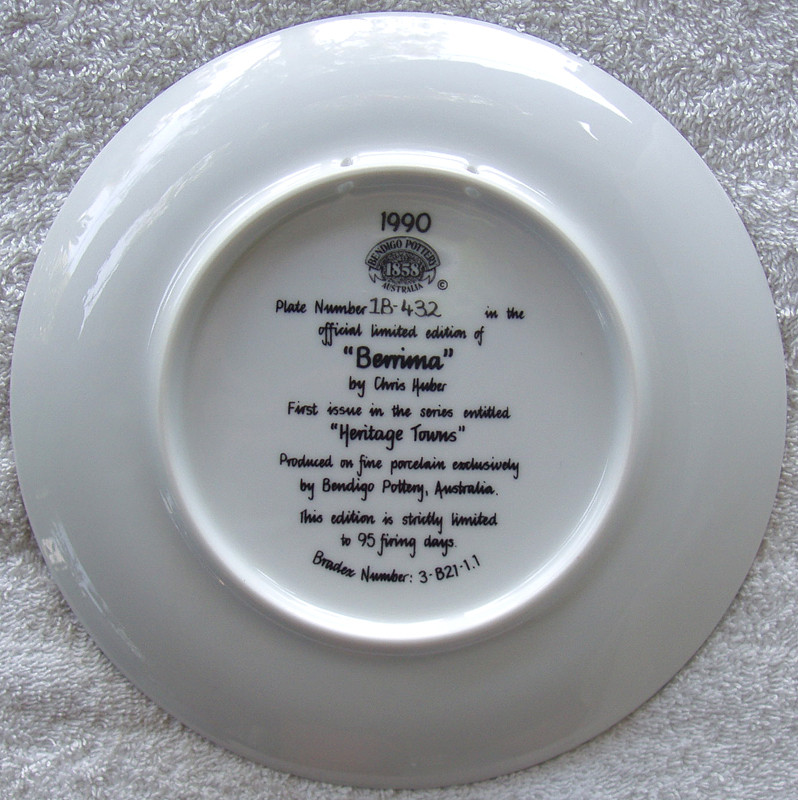 BENDIGO POTTERY Heritage Towns Plate 1 (Berrima) Limited Edition