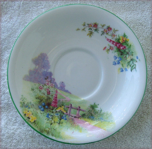 1950's BELL CHINA (Shore & Coggins England)  Meadowside Hand Decorated Fine Bone China Saucer ONLY