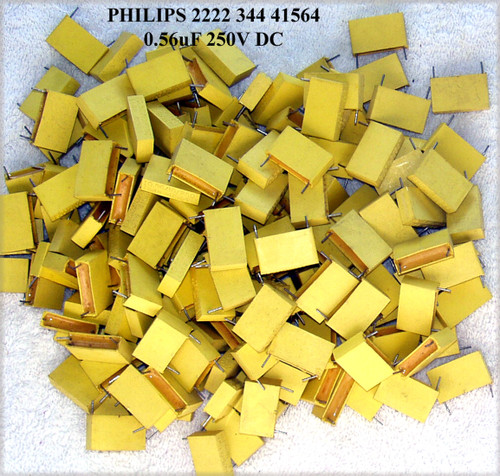 PHILIPS Yellow MKT Foil Capacitor 2222 344 Series 0.56uF 250V NEW Old Stock
