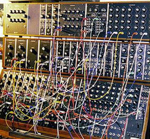 Love that Moog!
Typical working Moog synthesiser "rats nest"