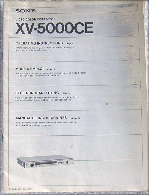 Retro SONY Colour Video Corrector Model: XV-5000CE (Working)