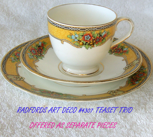 Late 1930's ~ 1950's RADFORDS ( UK)  Art Deco Pattern 4307 Bone China Side Plate ONLY