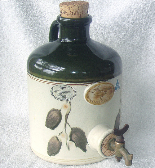1990's Ceramic OLD BALLARAT POTTERY AUSTRALIA Small (2.75L) Wine Flagon With Side Tap