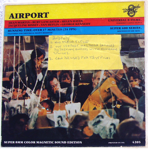 TEST FILM ONLY! Universal 8 Films #4205 1970 AIRPORT (Burt Lancaster & Dean Martin) 400 Feet Super 8 Colour Film With Sound