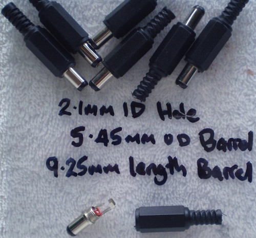 Straight Barrel Line PLUG 2.1mm ID 9.25mm Length Low Voltage DC or AC NEW Old Stock