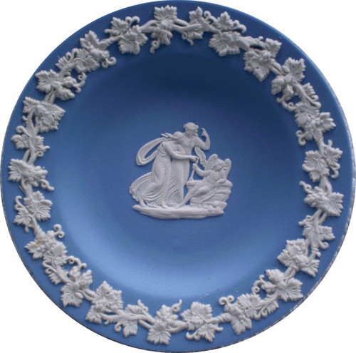 1970's Blue WEDGWOOD Jasperware (Cupid And Two Muses) 110mm Diameter Trinket Dish