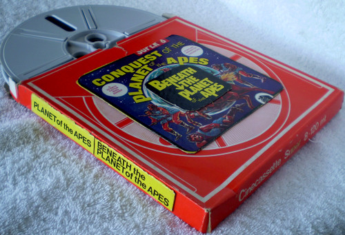 400' Reel Trilogy PLANET OF THE APES // BENEATH THE PLANET OF THE APES  // CONQUEST OF THE PLANET OF THE APES Selected Scenes (Super 8 Black & White Silent With Text On Screen) Cardboard Box