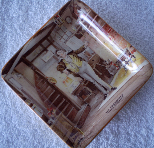 1930 ~ 1951 NEW HALL (Hanley UK) Dickens Themed Hand Decorated Square Utility Dish