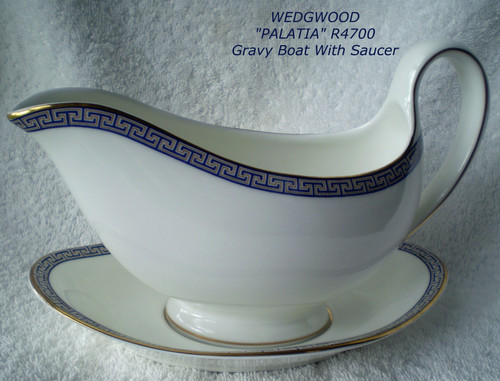1980's WEDGWOOD (England) "Palatia" GRAVY BOAT With Saucer  (Very Good Condition)