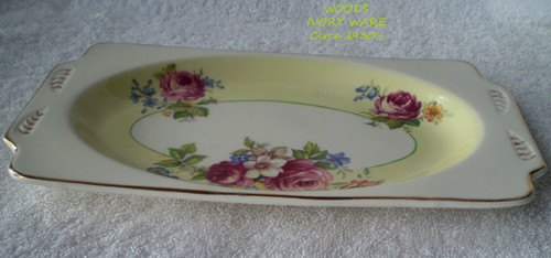 1930's WOODS (England) Ivory Ware Ceramic Sweets Dish With Tab Handles Tableware