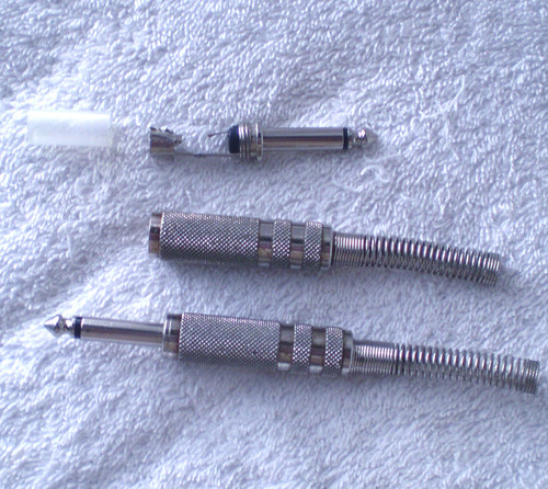 GENERIC Heavy Duty Straight Jack Plug (TS Single Channel) With Cable Support Spring USED