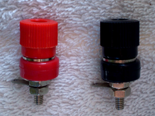 19.5mm Height RED And/Or BLACK BINDING POST For Panel Use INSULATED (NEW Old Stock)