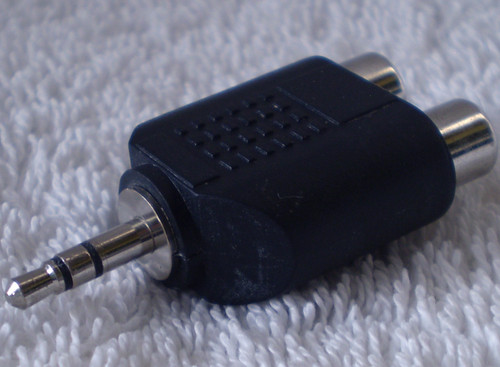 Generic Stereo 3.5mm Male Plug  ~ 2x RCA (Phono) Female Sockets NEW Old Stock