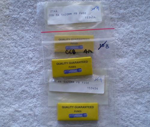 CEB M205 Glass Fuses (Fast Blow) Assorted Currents NEW Old Stock