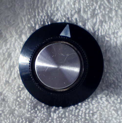 Large KNOB 39mm Diameter Flange Black Plastic KNOB 1/4" Shaft With Grub Screw (USED Clean)