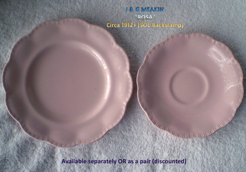 1912 ~ 1930's J & G MEAKIN (SOL) ROSA Saucer And Or Side Plate ONLY
