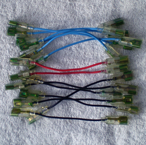 Assorted Colour 14x JUMPER LEADS (80mm Length Terminated with Female Spade Connectors) USED Clean