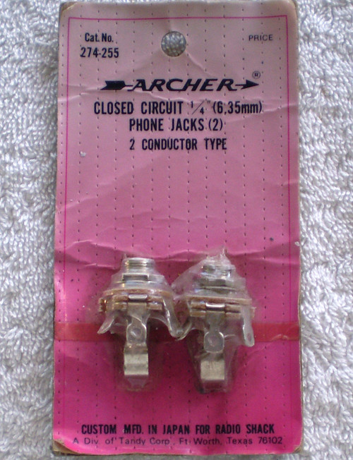 1980's ARCHER (TANDY RADIOSHACK Etc) 274-255 Dual 1/4" TS Panel Jacks Single Switched NEW Old (Very) Retail Stock