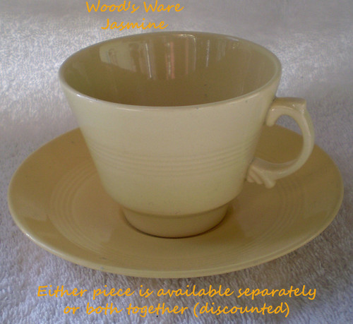 1940's WOODS WARE (England) JASMINE Lemon Yellow Teacup & Saucer Duo (Available Seperately)