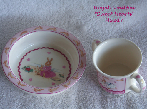 2004+  ROYAL DOULTON BUNNYKINS Sweet Hearts (H5317) Childs Cereal  Bowl & Two Handled Mug AVAILABLE SEPARATELY Or Together With A Discount
