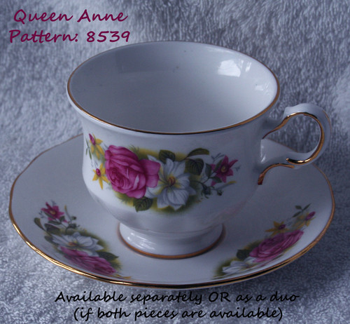 1980's QUEEN ANNE (Shore & Coggins) Pattern 8539 Red & Yellow Flowers With Jonquils  Teacup & Saucer (Available Separately OR Together)