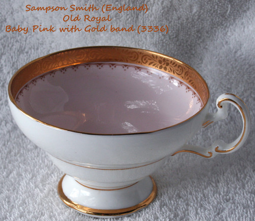 1945 ~ 1963 SAMPSON SMITH (England) Chinaware OLD ROYAL Baby Pink With Gold Scrolled Band (3336) Teacup ONLY