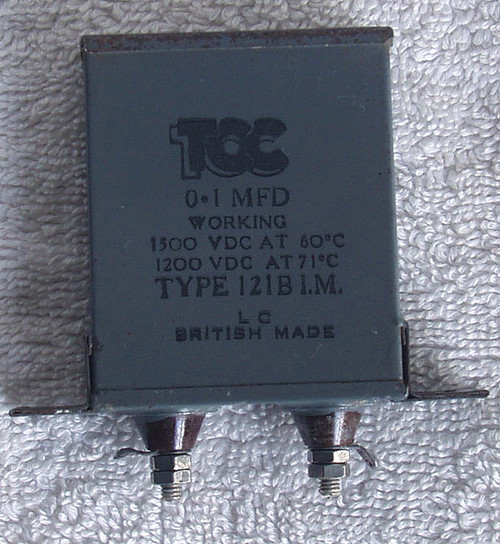 Vintage English 1950's TCC PIO Metal Can 0.1uF 1300V Capacitor