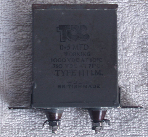 Vintage English 1950's TCC PIO Metal Can 0.5uF 1000V Capacitor